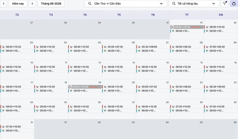 Lịch tàu Cần Thơ Côn Đảo tháng 8/2026 1.00
