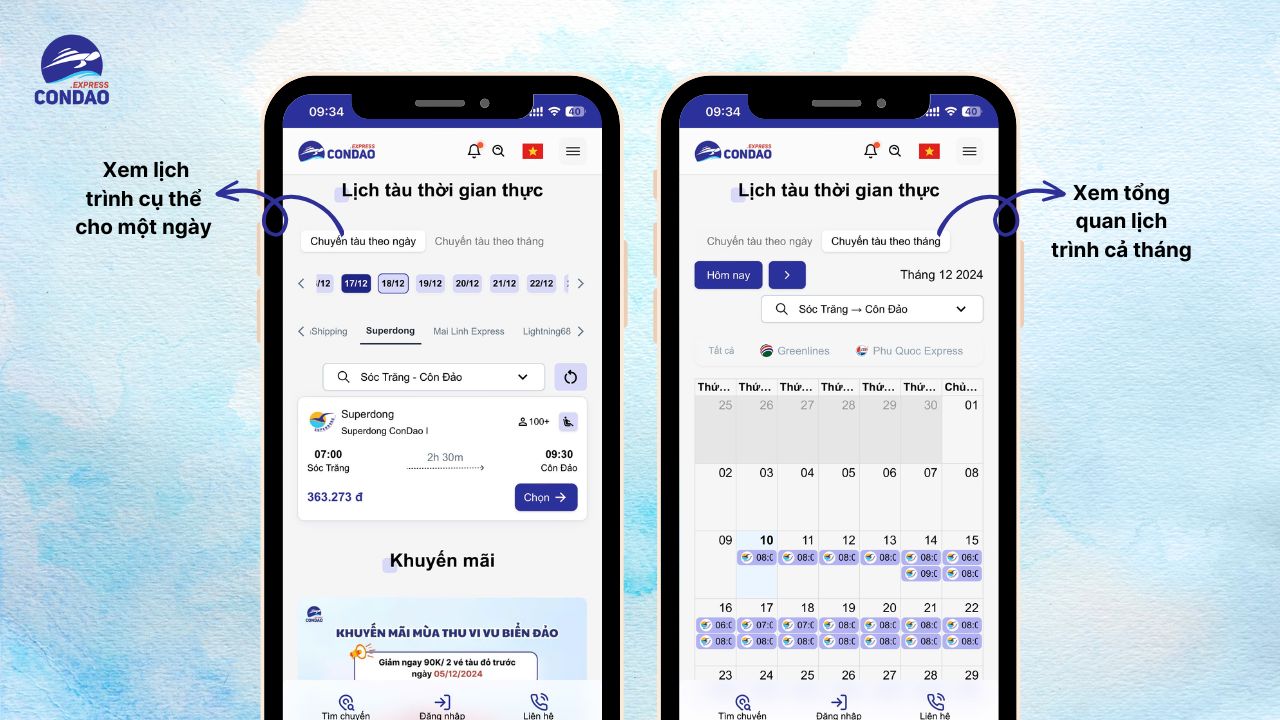 Chuyến tàu theo ngày/Chuyến tàu theo tháng cập nhật realtime